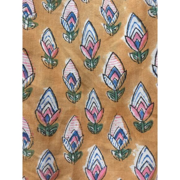 SLV Sur La Vague Cap Sleeve Mini Tulip Print Dress Pink Tassel Ruffle Neck SZ P - Picture 5 of 9